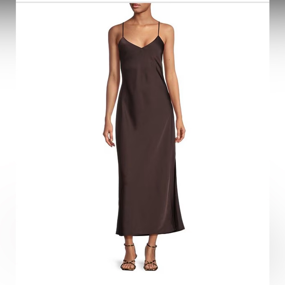 Haven Satin V-Neck Sleeveless Maxi Slip Dress